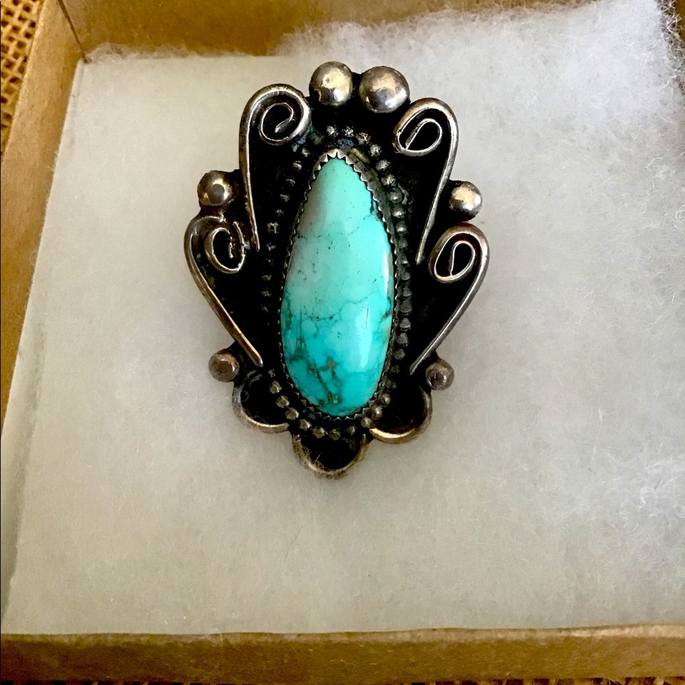 Vintage dry creek turquoise shadowbox ring size 10